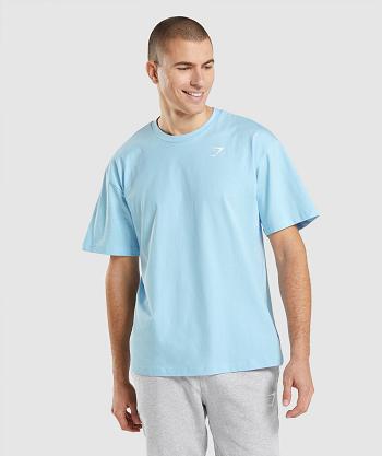 Gymshark Essential Oversized Muške T Shirts Bež Plave | HR 2450XYU